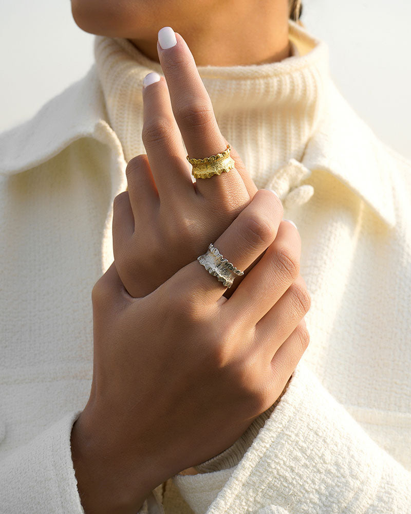 Irregular Wide Band Chunky Sterling Silver Adjustable Ring