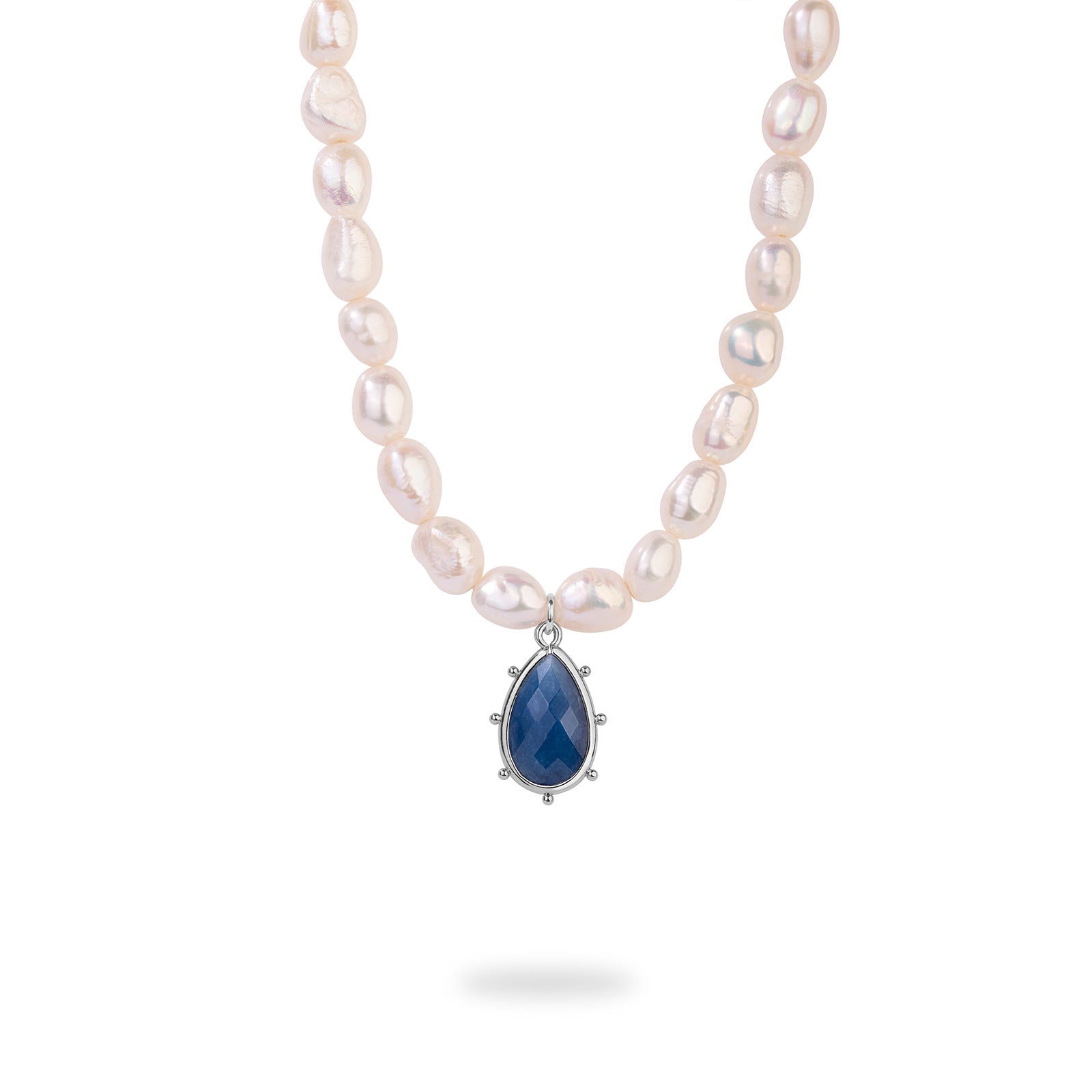 Freshwater Baroque Pearl Choker Necklace with Agate