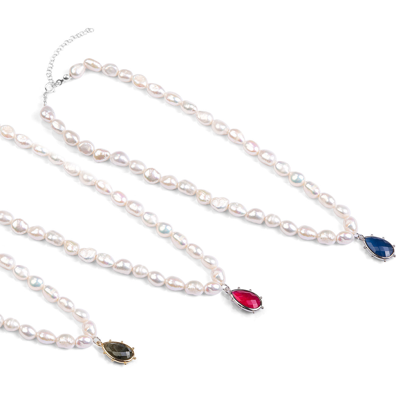 Freshwater Baroque Pearl Adjustable Choker with Gemstone