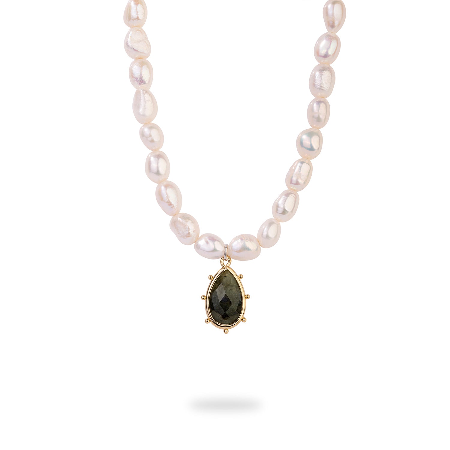 Freshwater Baroque Pearl Adjustable Choker with Labradorite