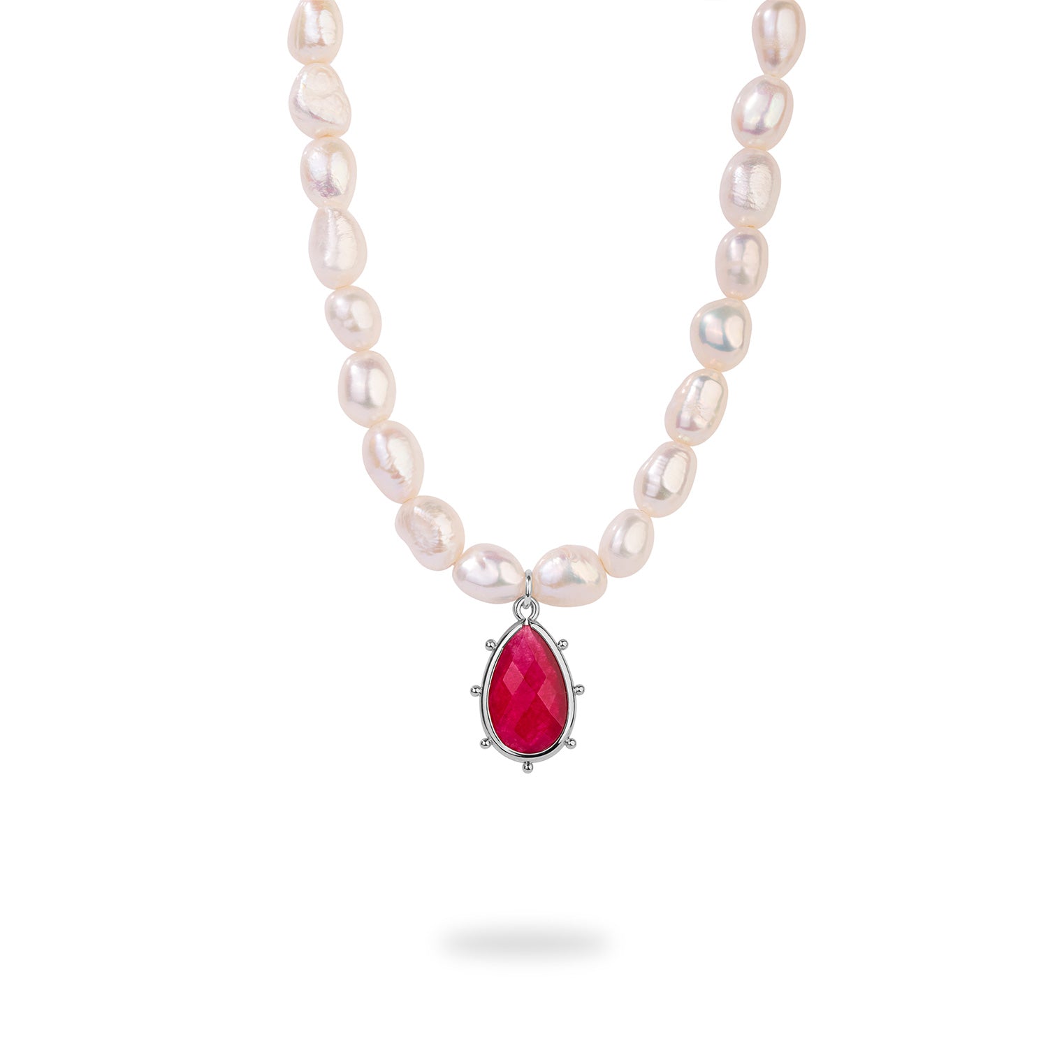 Freshwater Baroque Pearl Adjustable Choker with Red Agate