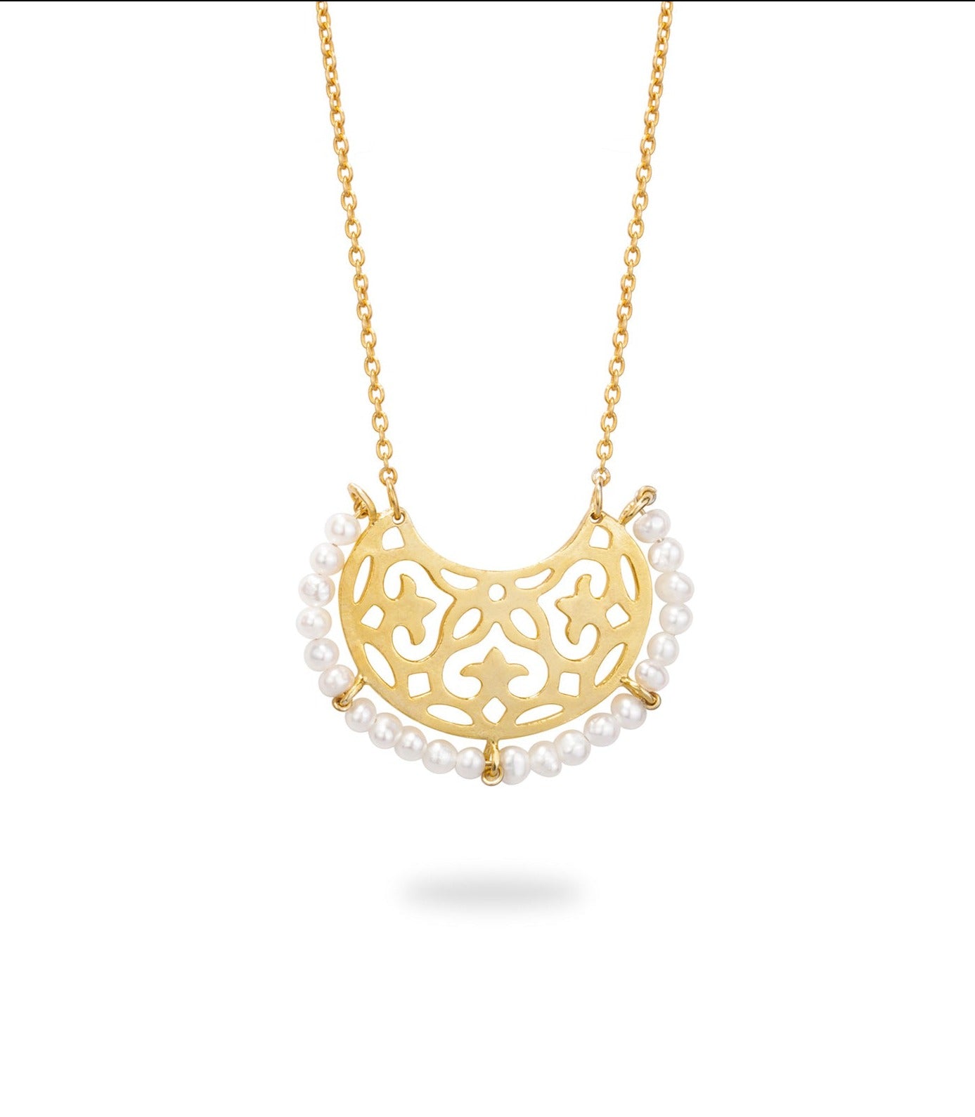 Gold Plated Silver Necklace with Freshwater Pearls