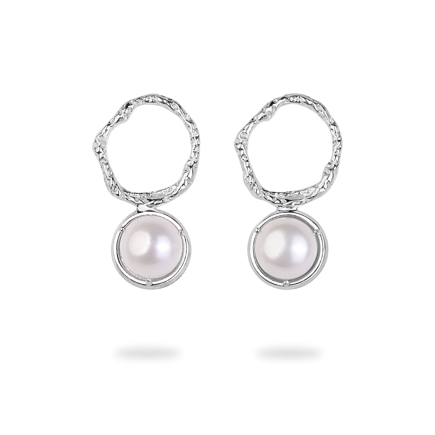 Chunky Round Minimal Stud Earrings with Pearl