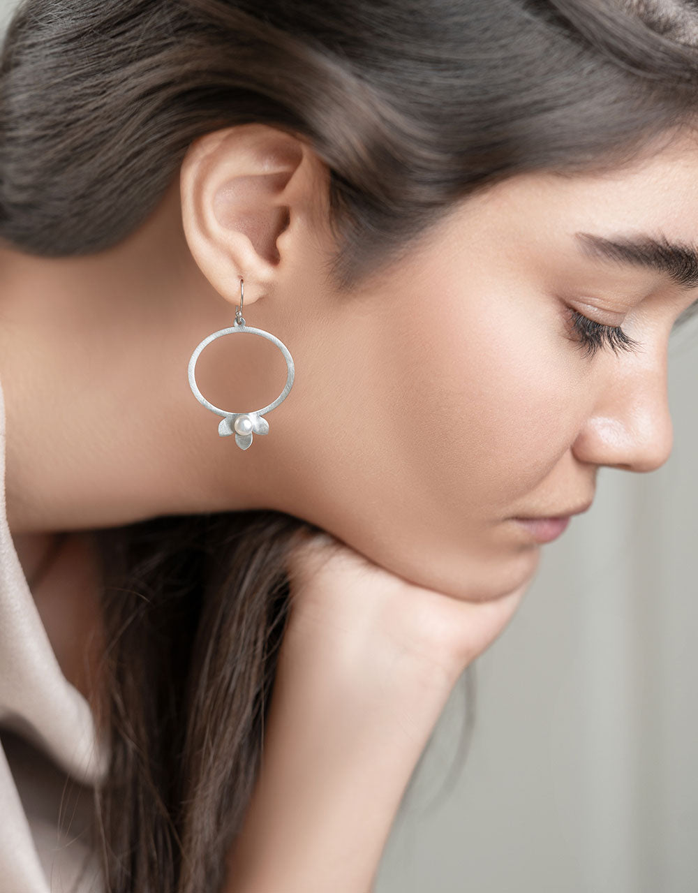 Sterling Silver Dangle Pomegranate Earrings with Freshwater Pearl