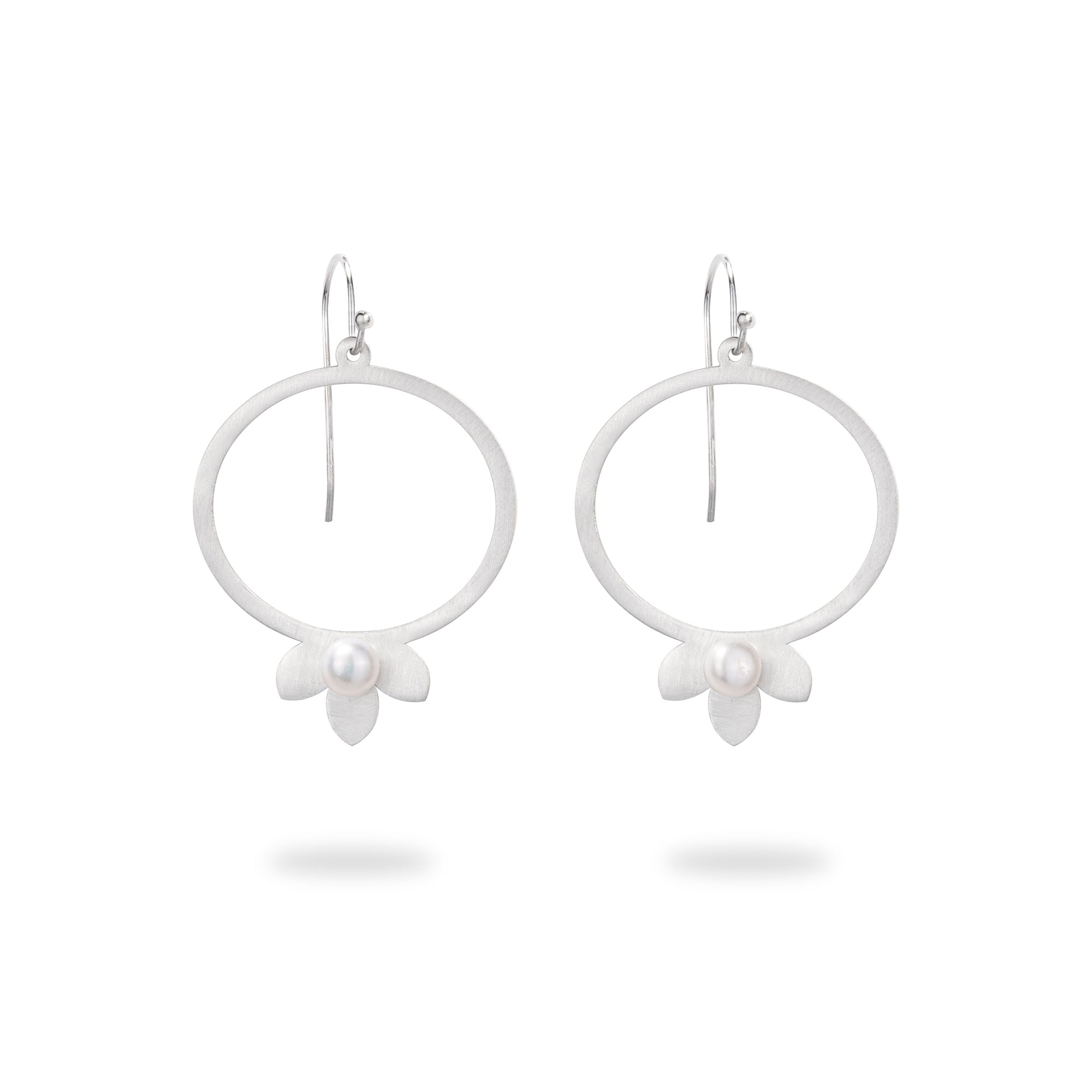 Silver Dangle Pomegranate Earrings with Freshwater Pearl