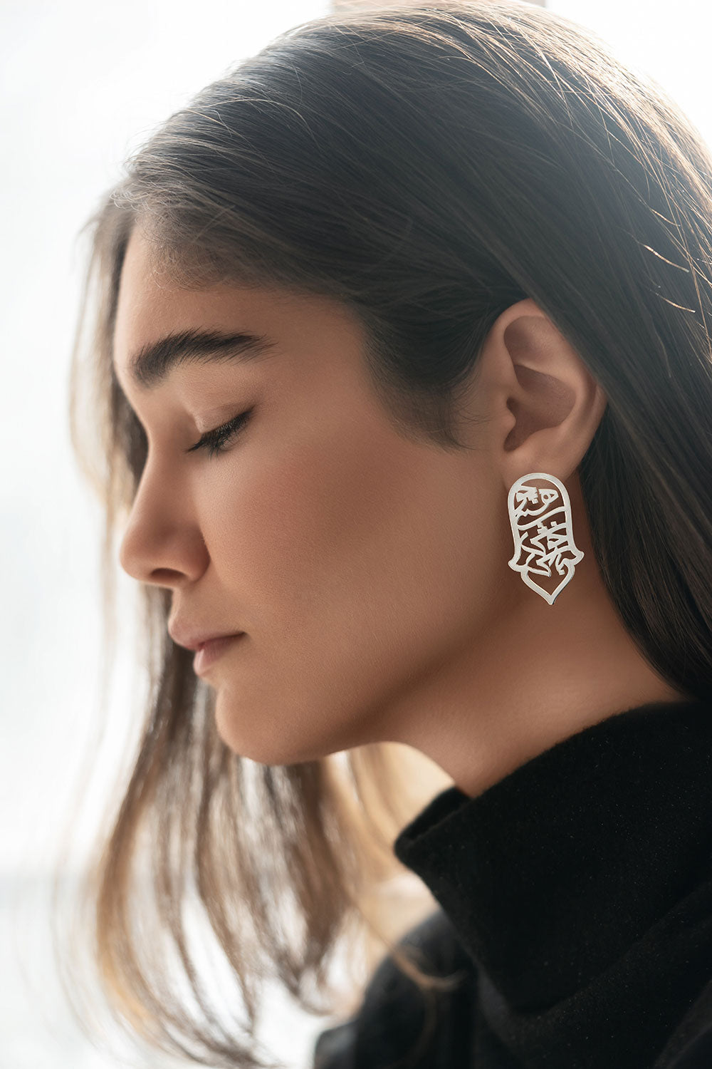 Sterling Silver Calligraphy Drop Earrings, Seize the Moment