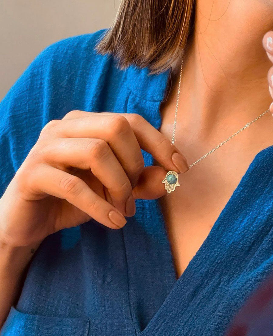 Sterling Silver Protecting Hamsa Necklace