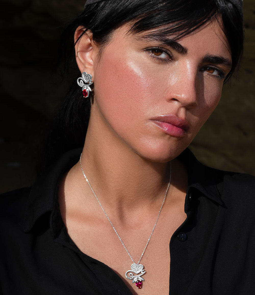 Silver Love Necklace and Earrings