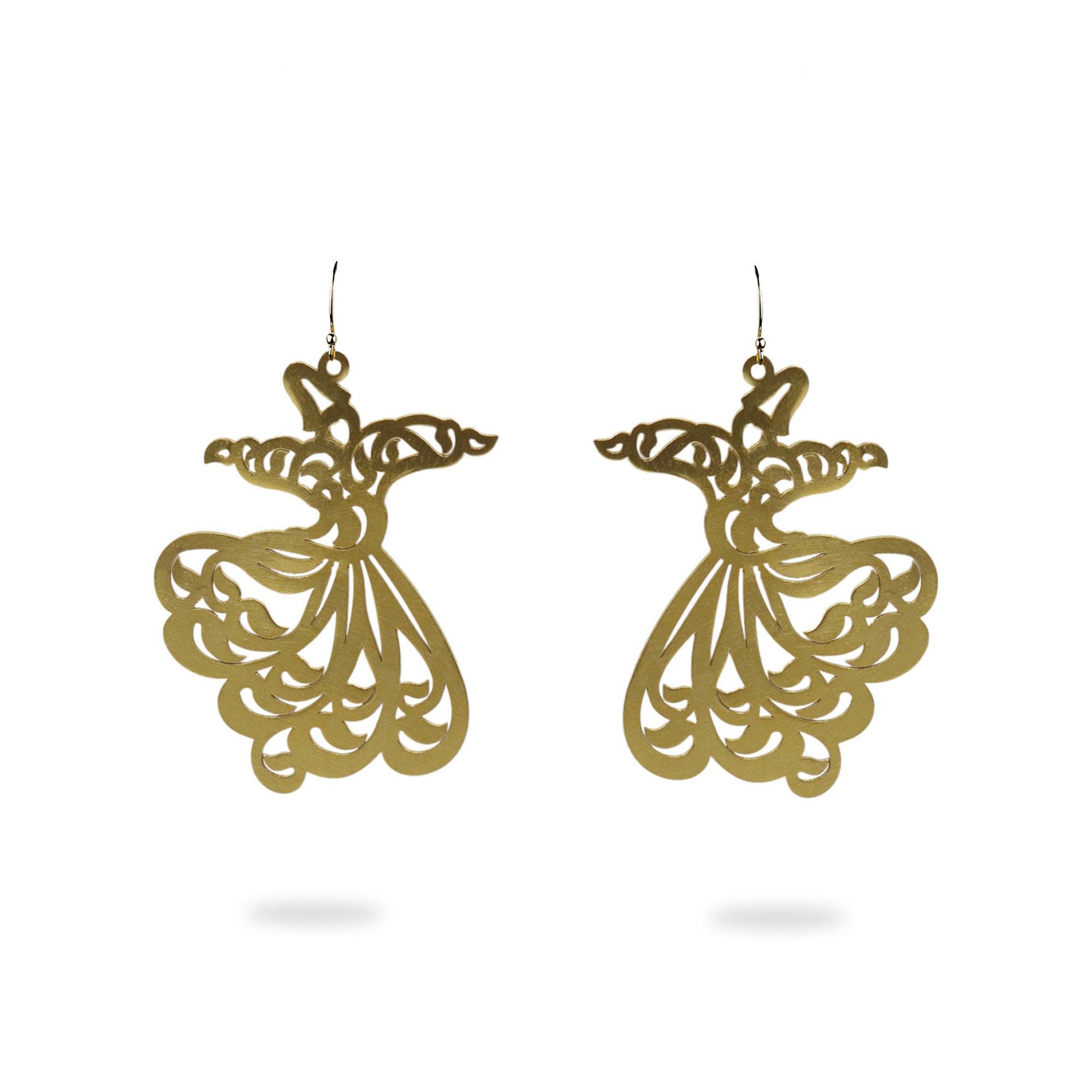 Gold Plated Silver Sama Dance Dangle Earrings