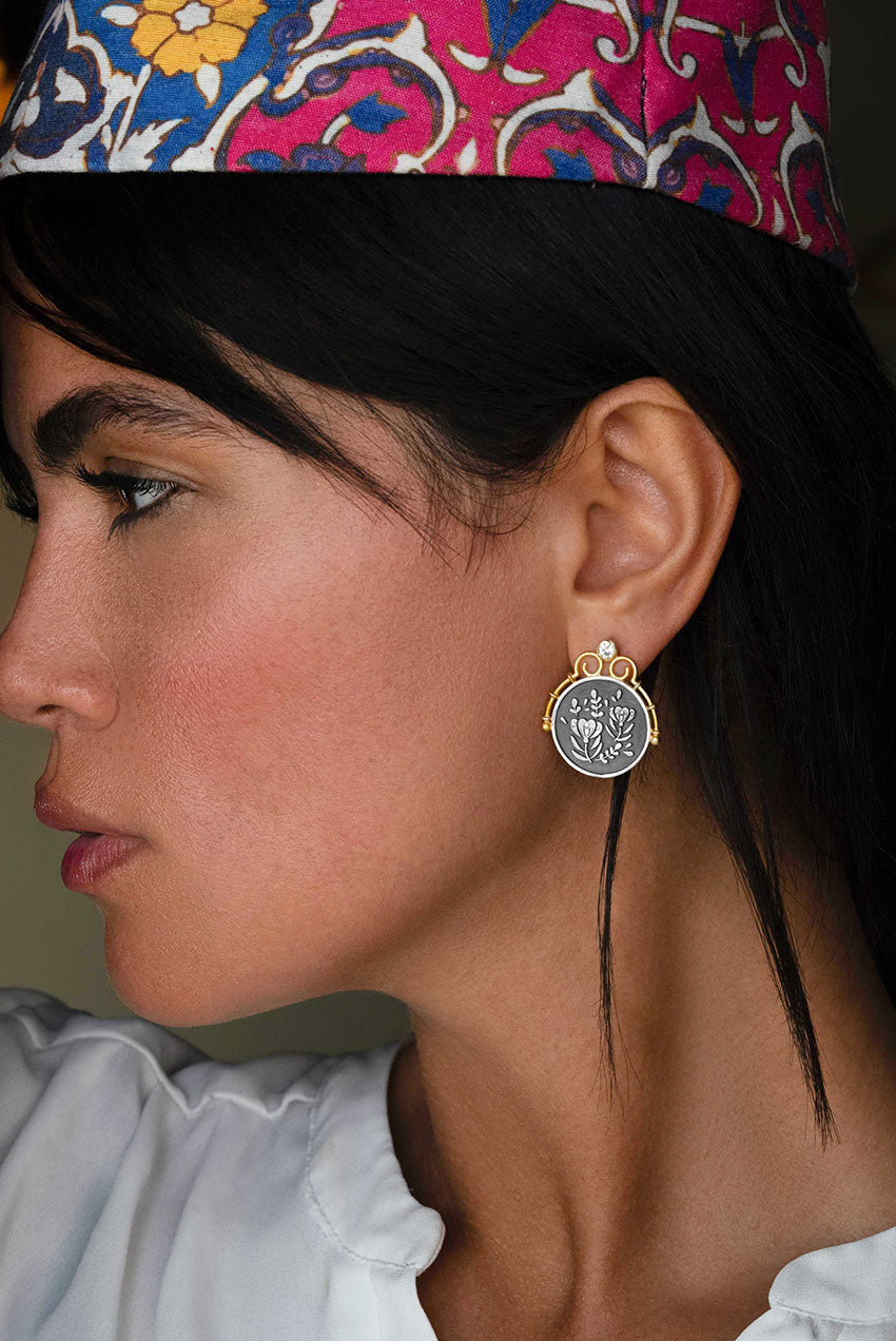 Silver Floral Stud Earrings