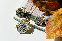 Sterling Silver Calligraphy Stud Coin Earrings and Necklace, Life is Beautiful