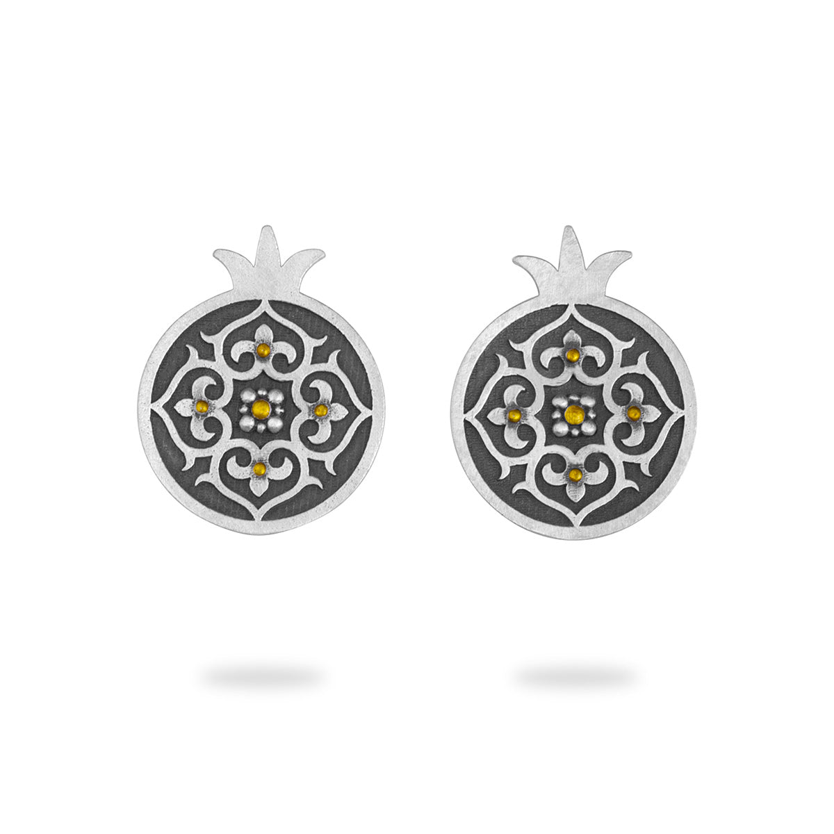 Sterling Silver Pomegranate Stud Earrings
