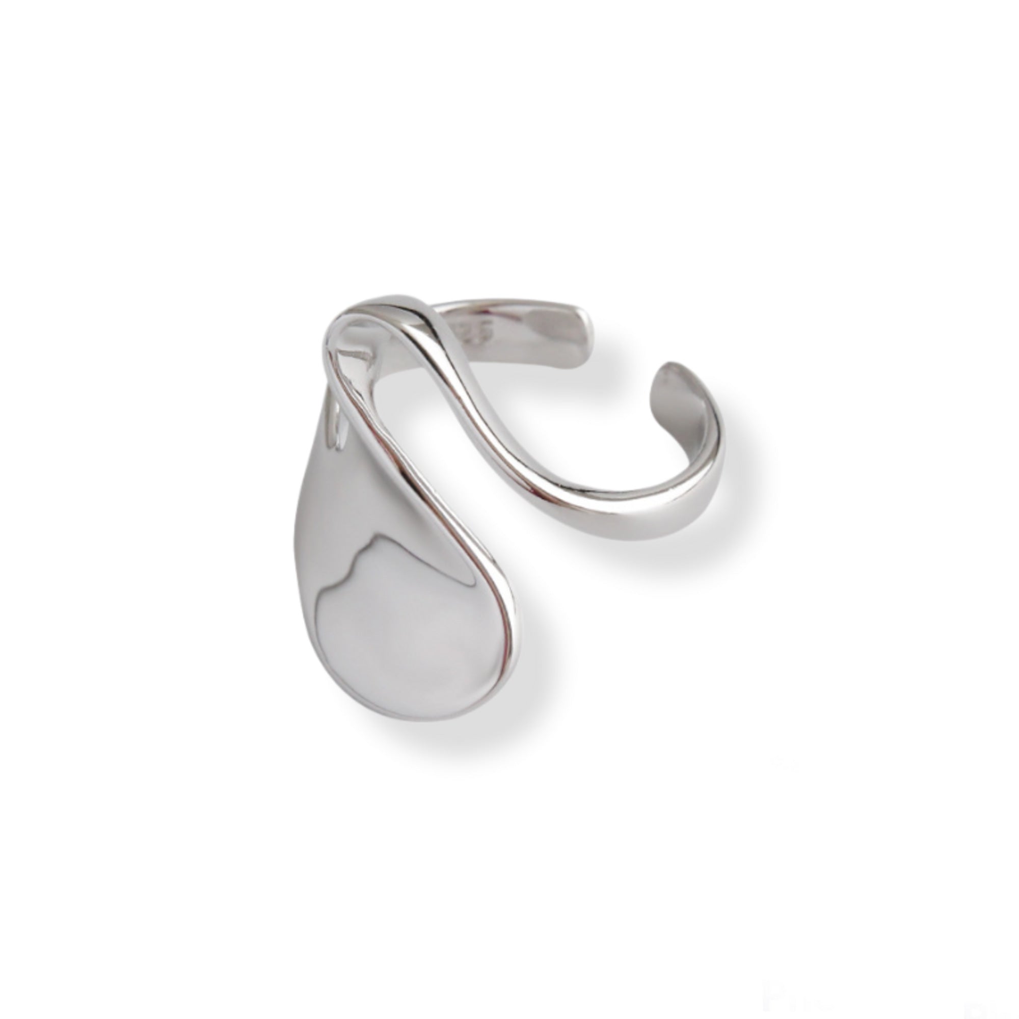 Silver Thick Wave Band Adjustable Ring