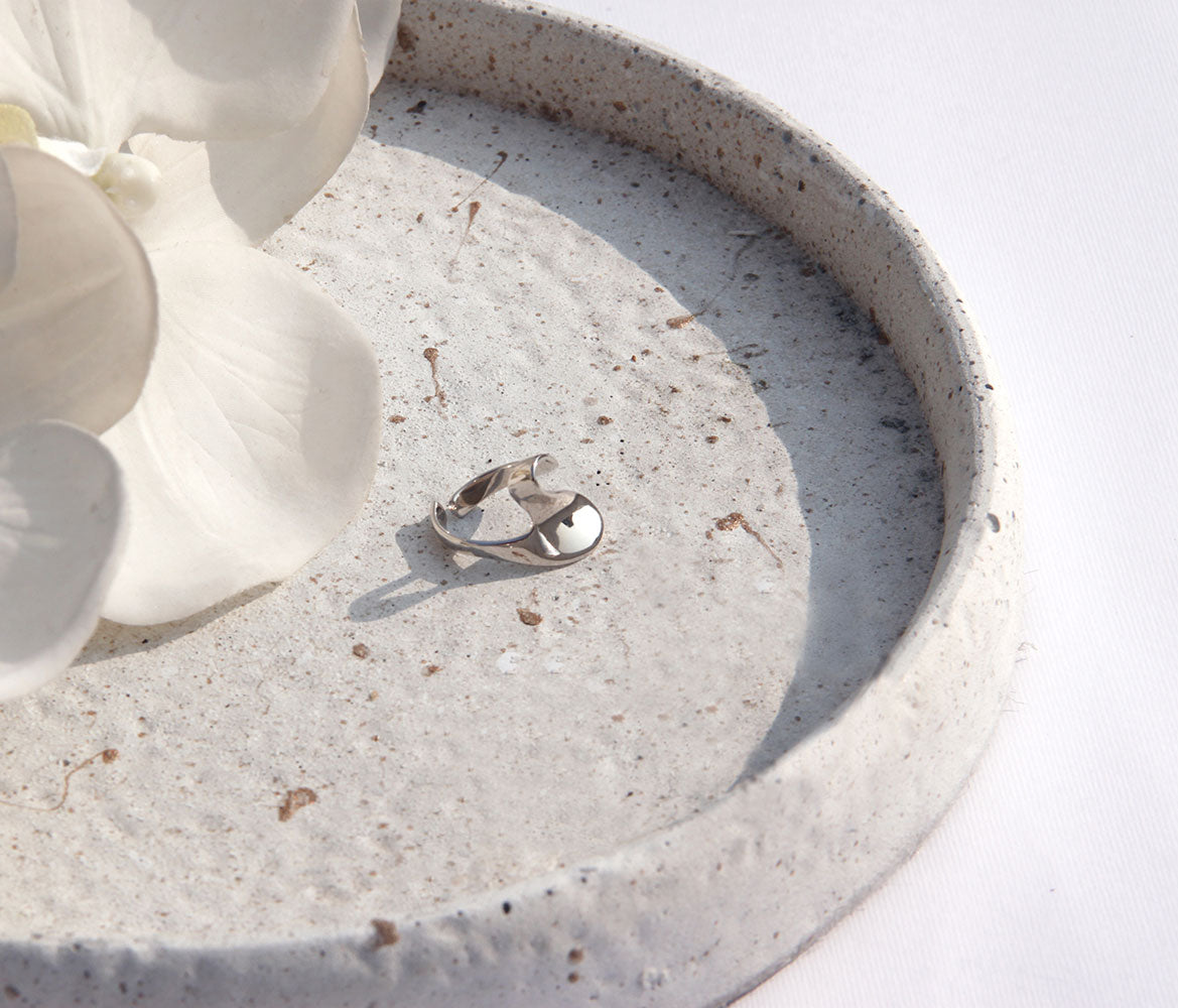 Sterling Silver Thick Wave Band Adjustable Ring