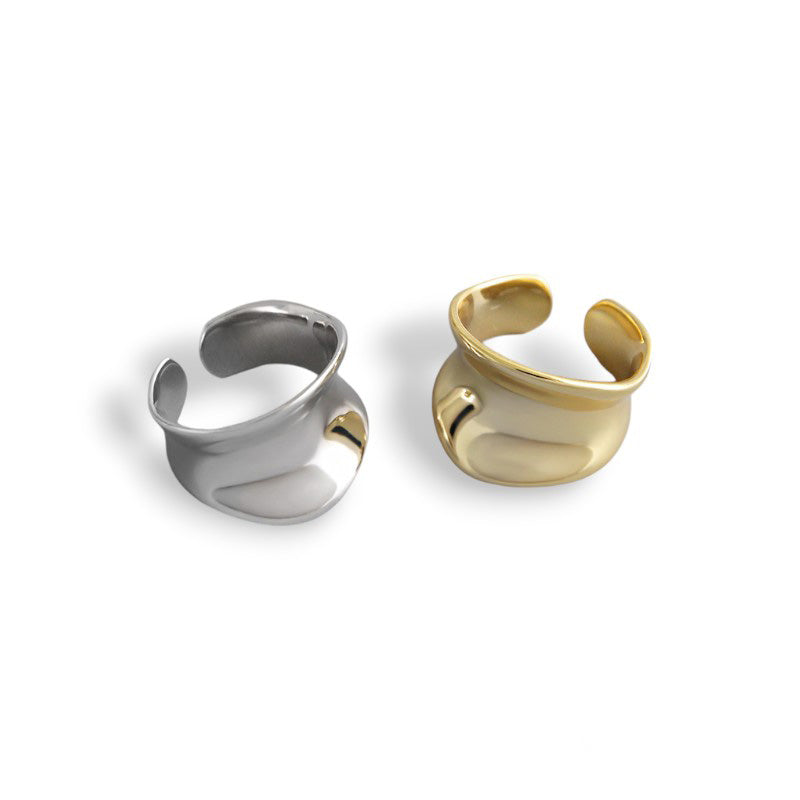 Sterling Silver Wide Band Concave Chunky Ring