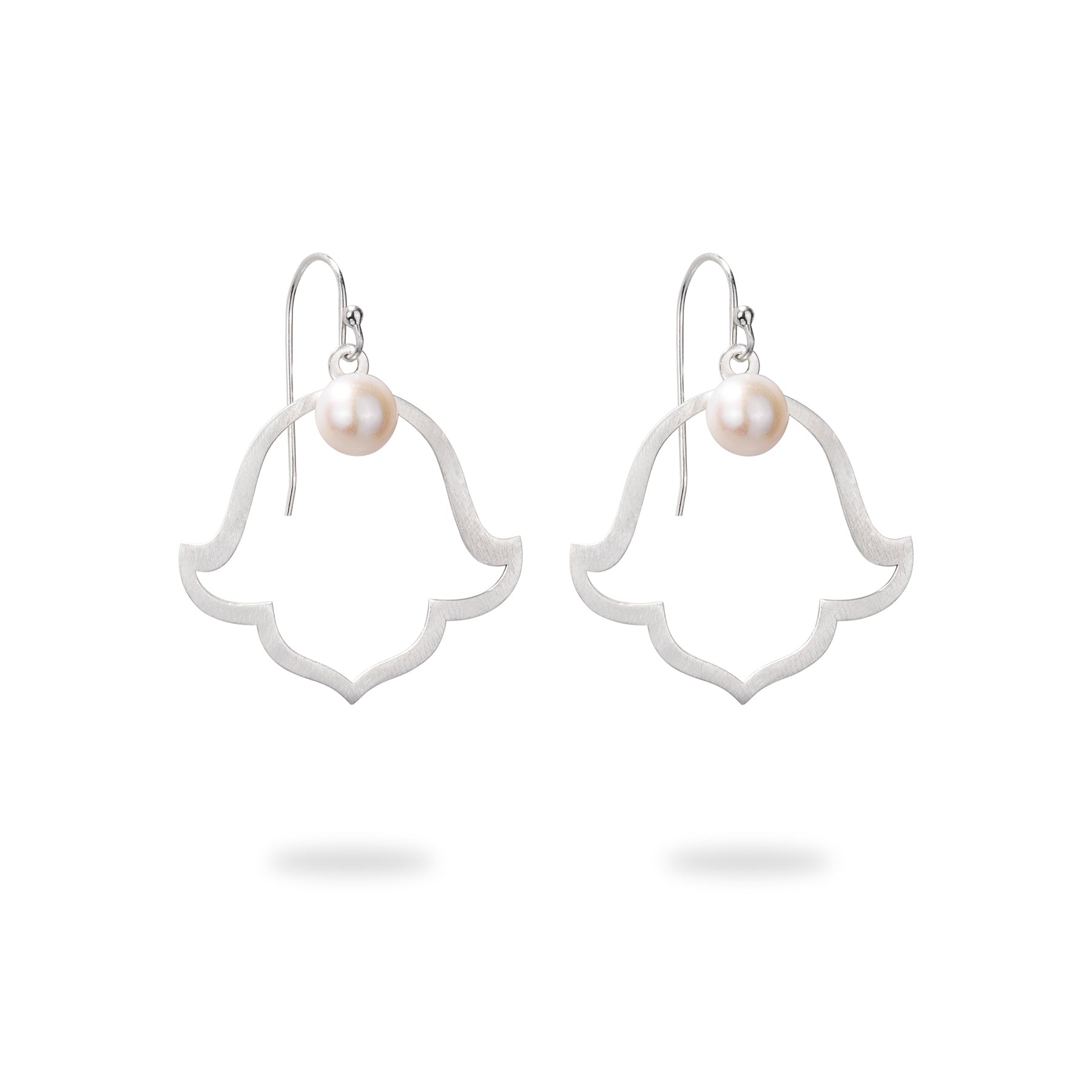 Silver Dangle Tulip Earrings with Freshwater Pearl