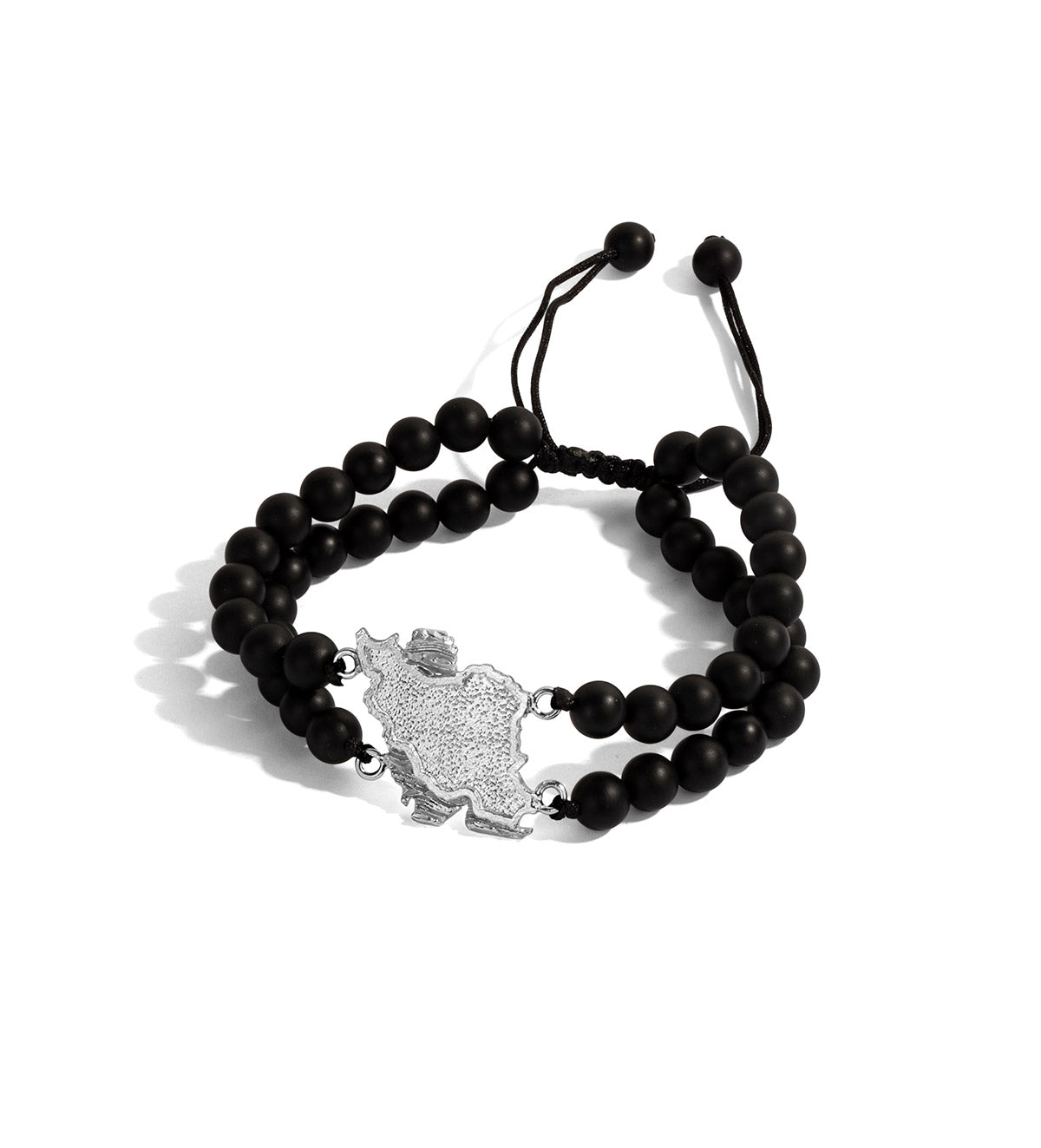 Sterling Silver Iran Map Men's Bracelet