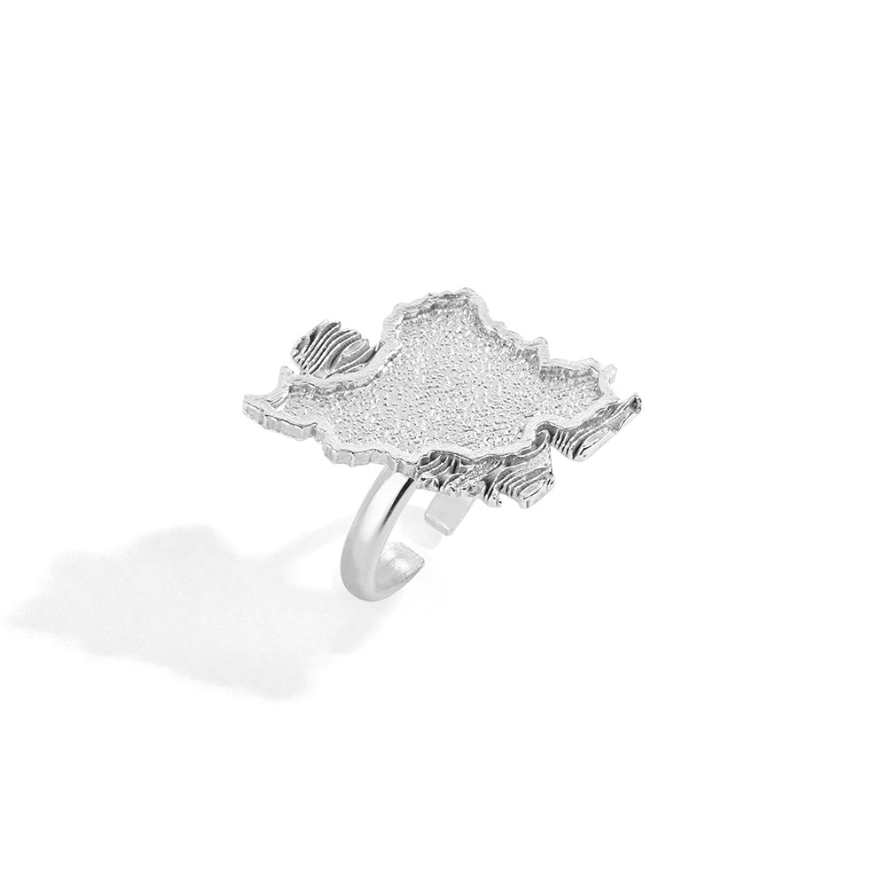 Sterling Silver Iran Map Adjustable Ring