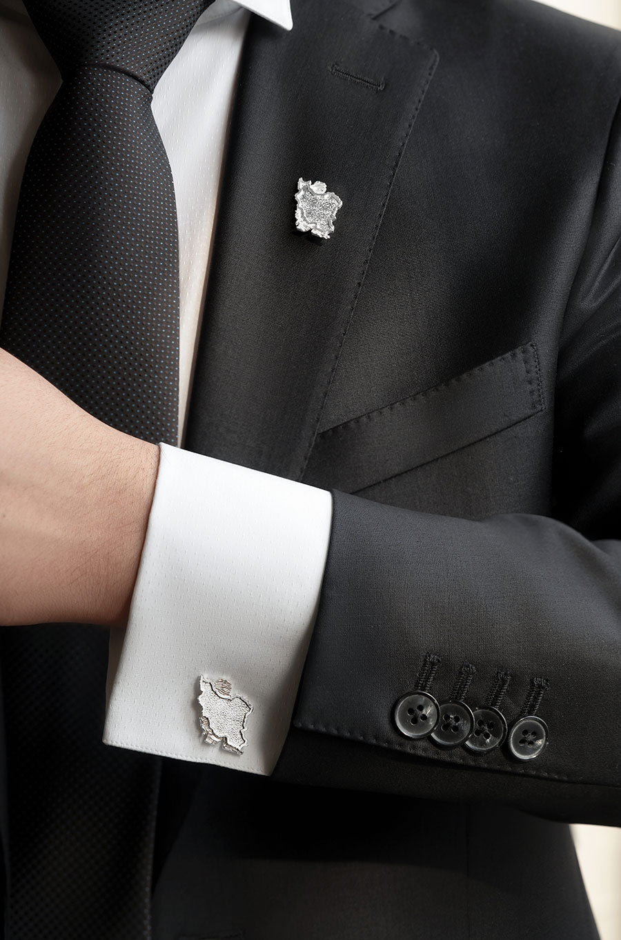 Sterling Silver Iran Map Pin and Cufflinks
