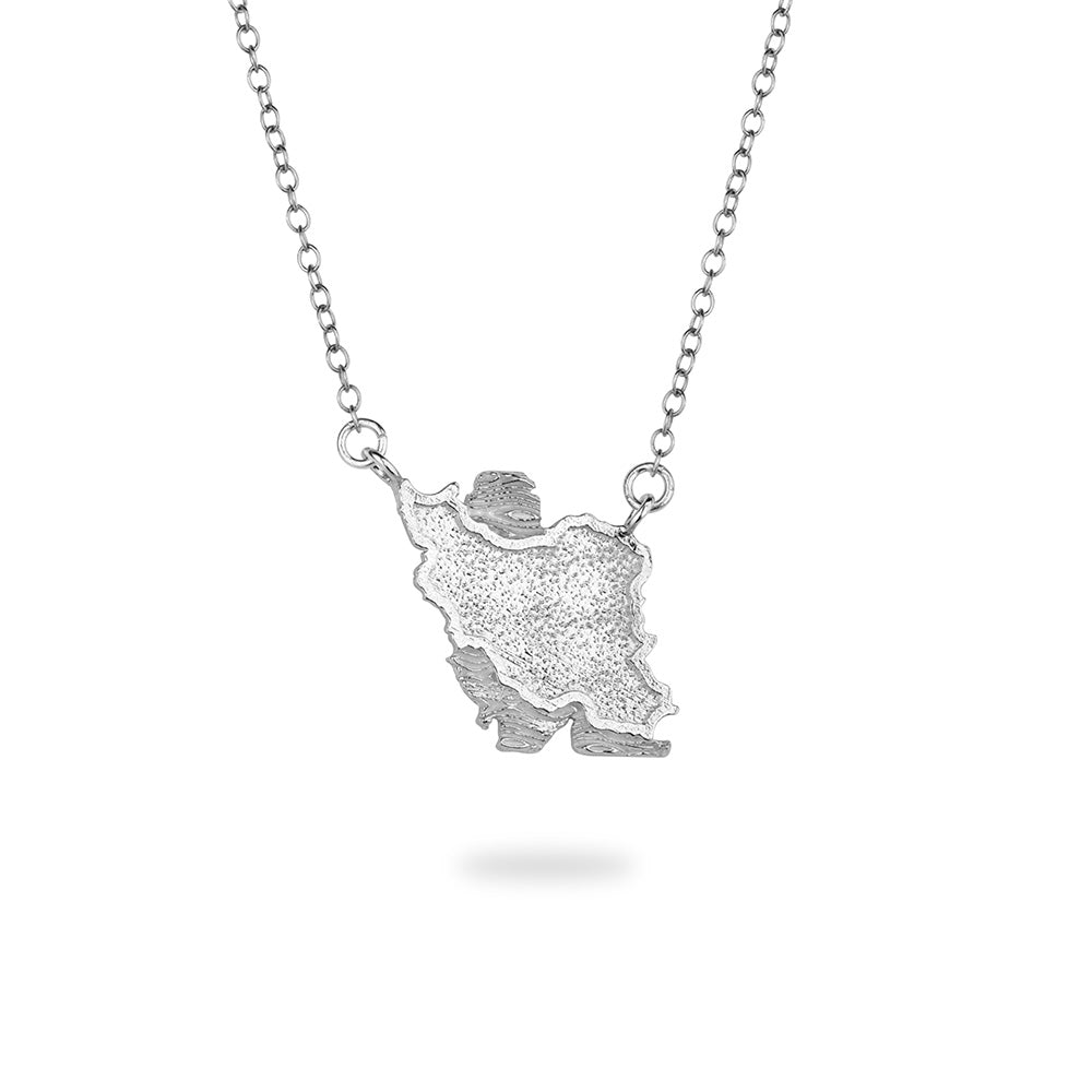 Sterling Silver Iran Map Necklace