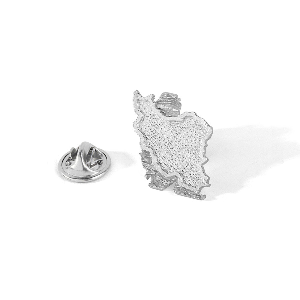 Sterling Silver Iran Map Pin Badge