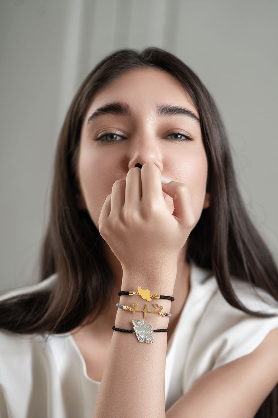 Sterling Silver Iran Map Unisex Slider Stackable Bracelet