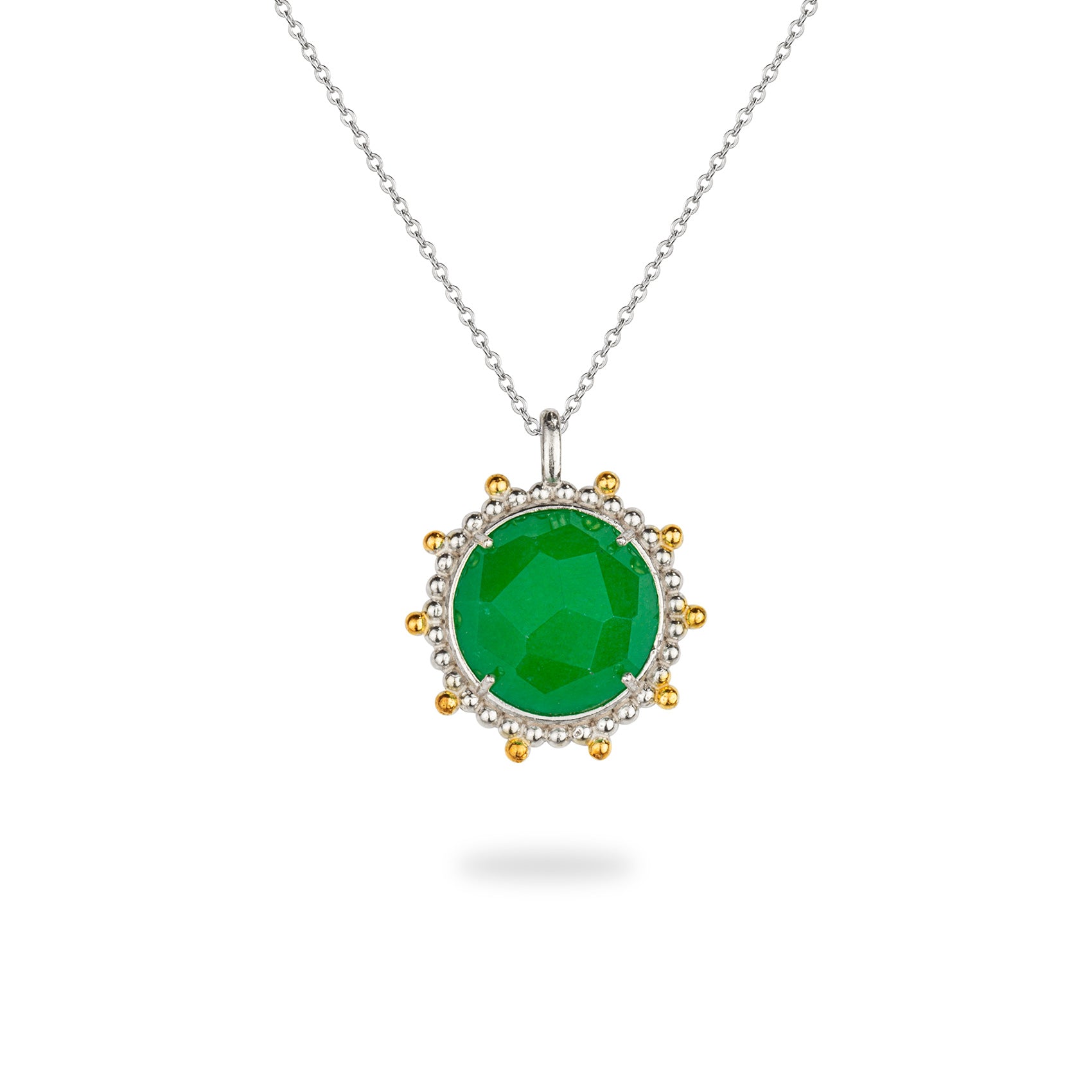 Sterling Silver Sun Necklace with Jade