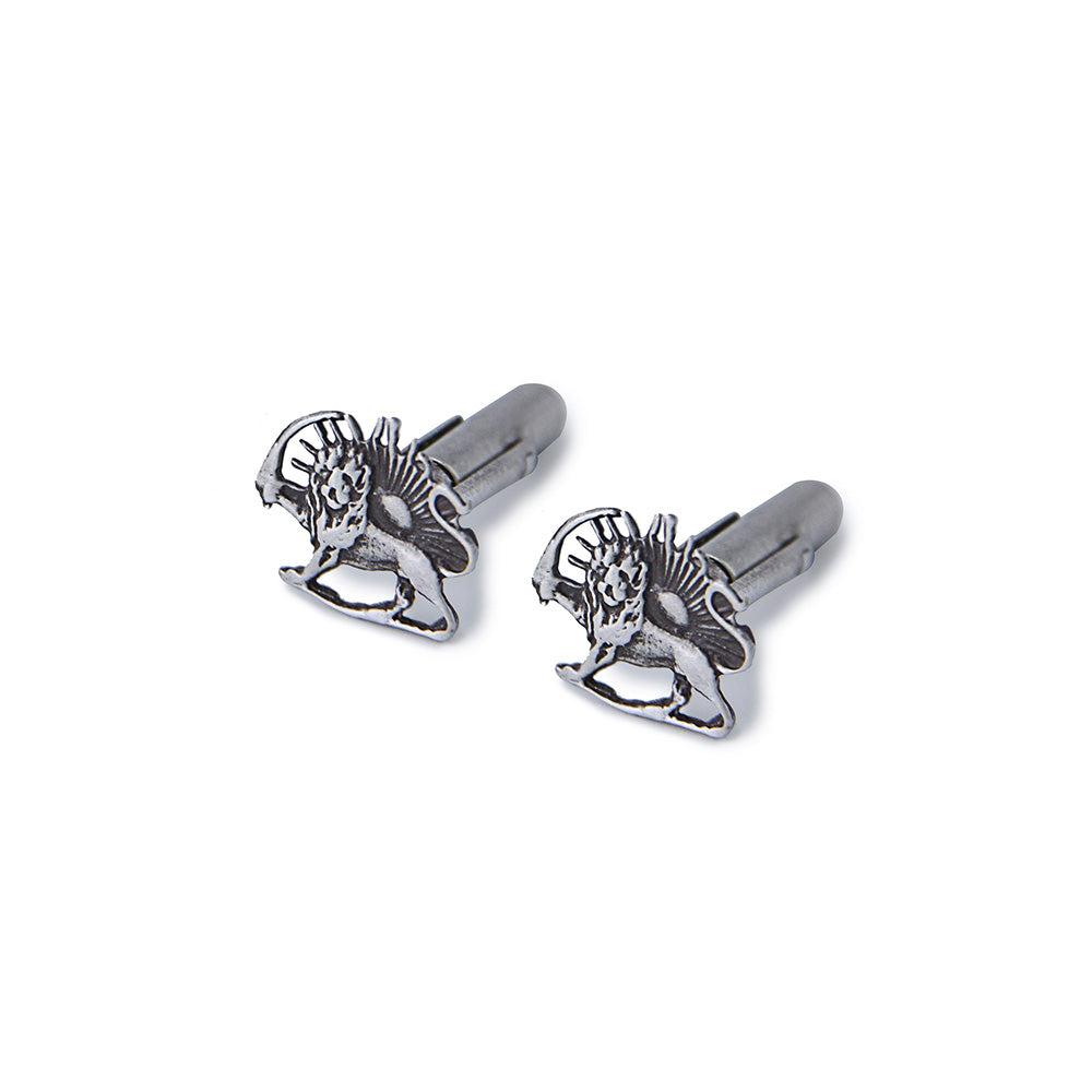 Sterling Silver Lion and Sun Cufflinks