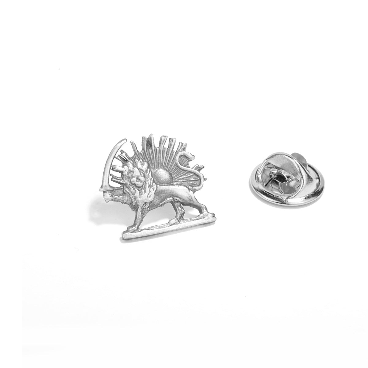 Sterling Silver Lion and Sun Pin Brooch