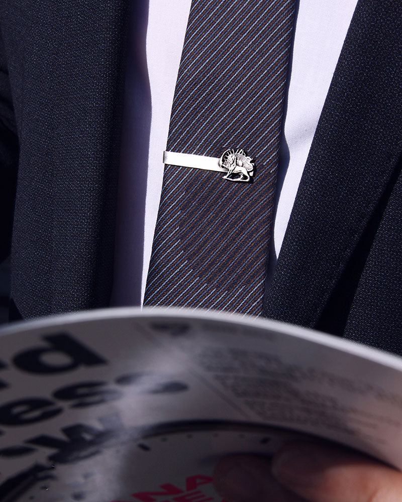 Silver Lion and Sun Tie Clip