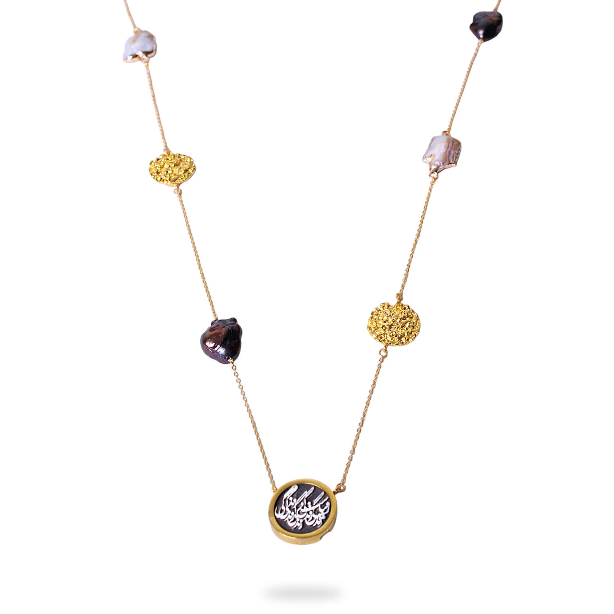 Sterling Silver Long Necklace with Pearl