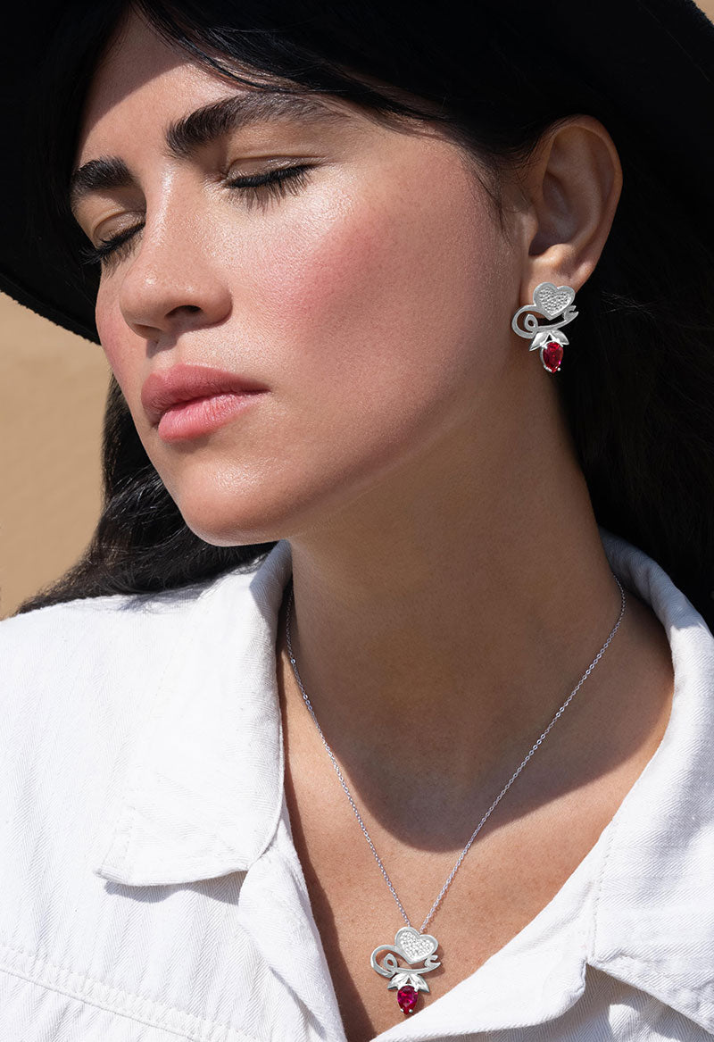 Silver Love Earrings and Necklace