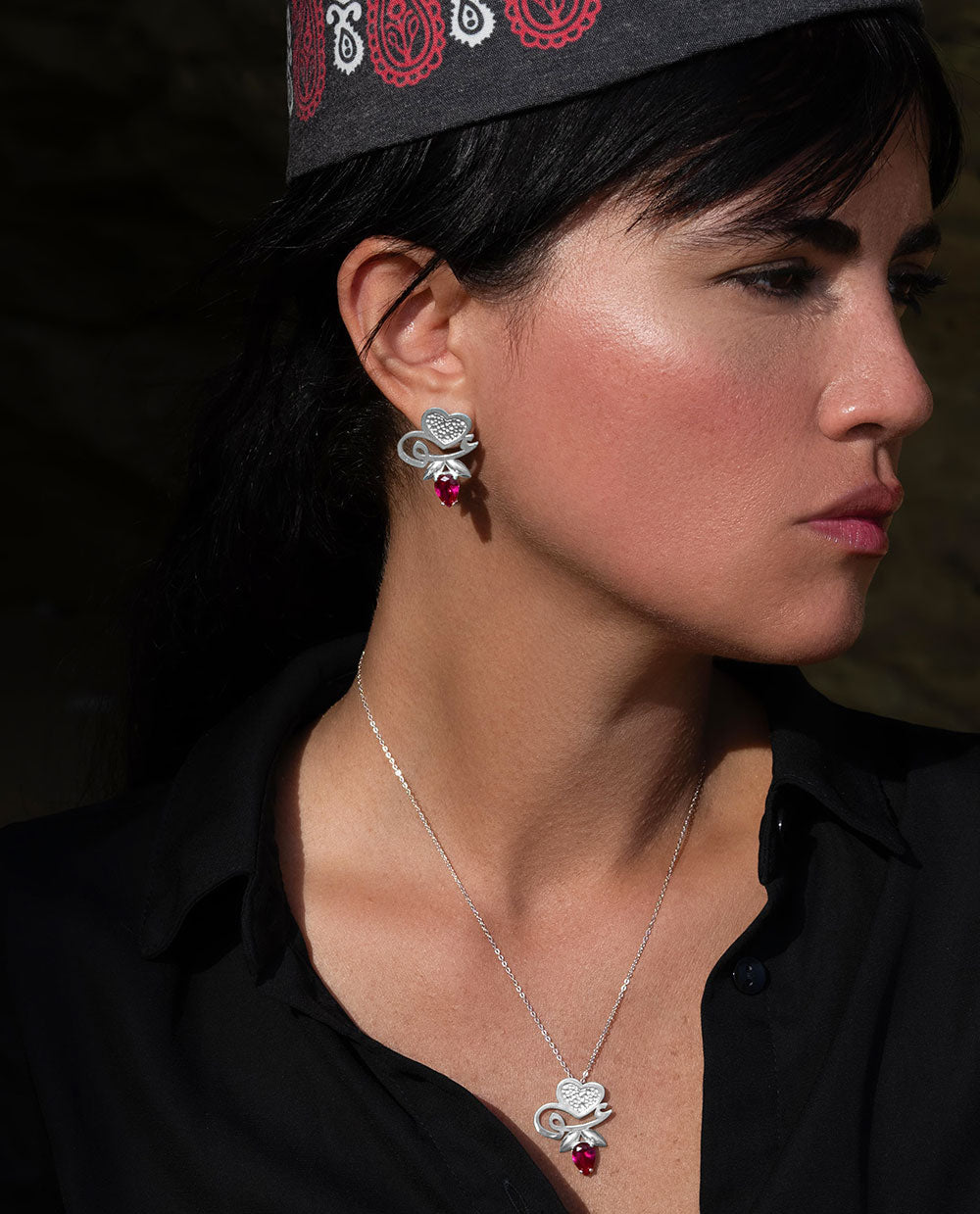 Sterling Silver Love Necklace and Earrings