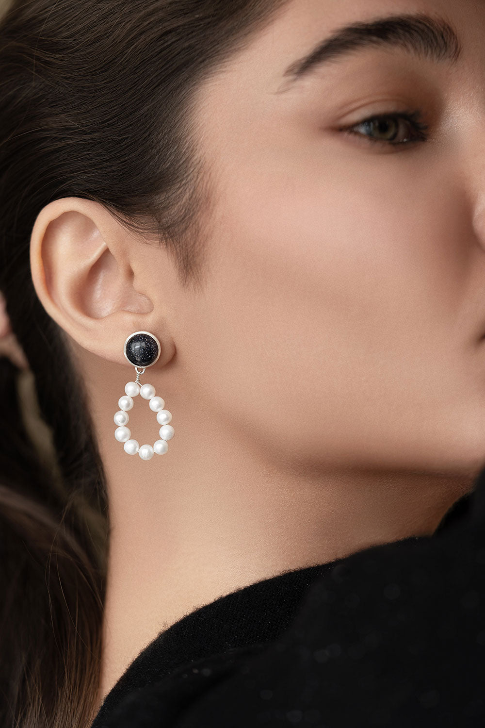 Sterling Silver Sunstone Earrings with Freshwater Pearls