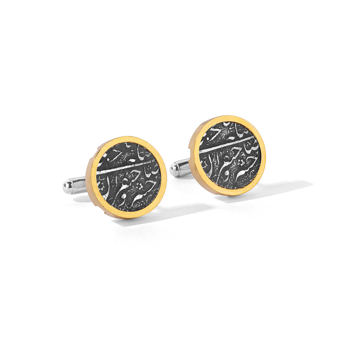 Gold Plated Silver Qajar Coin Cufflinks
