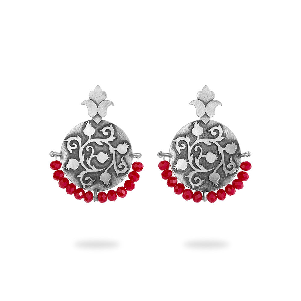 Sterling Silver Pomegranate Flower Earrings