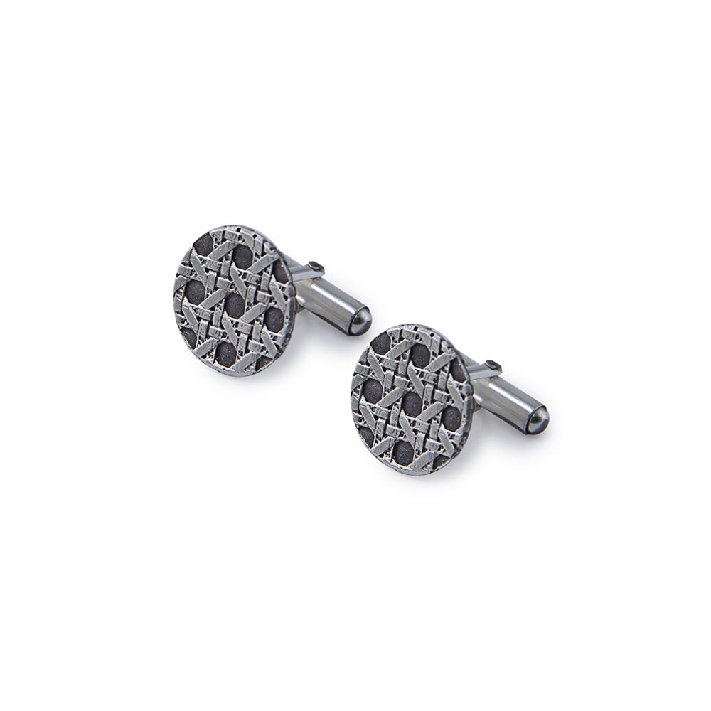 Sterling Silver Weave Pattern Cufflinks