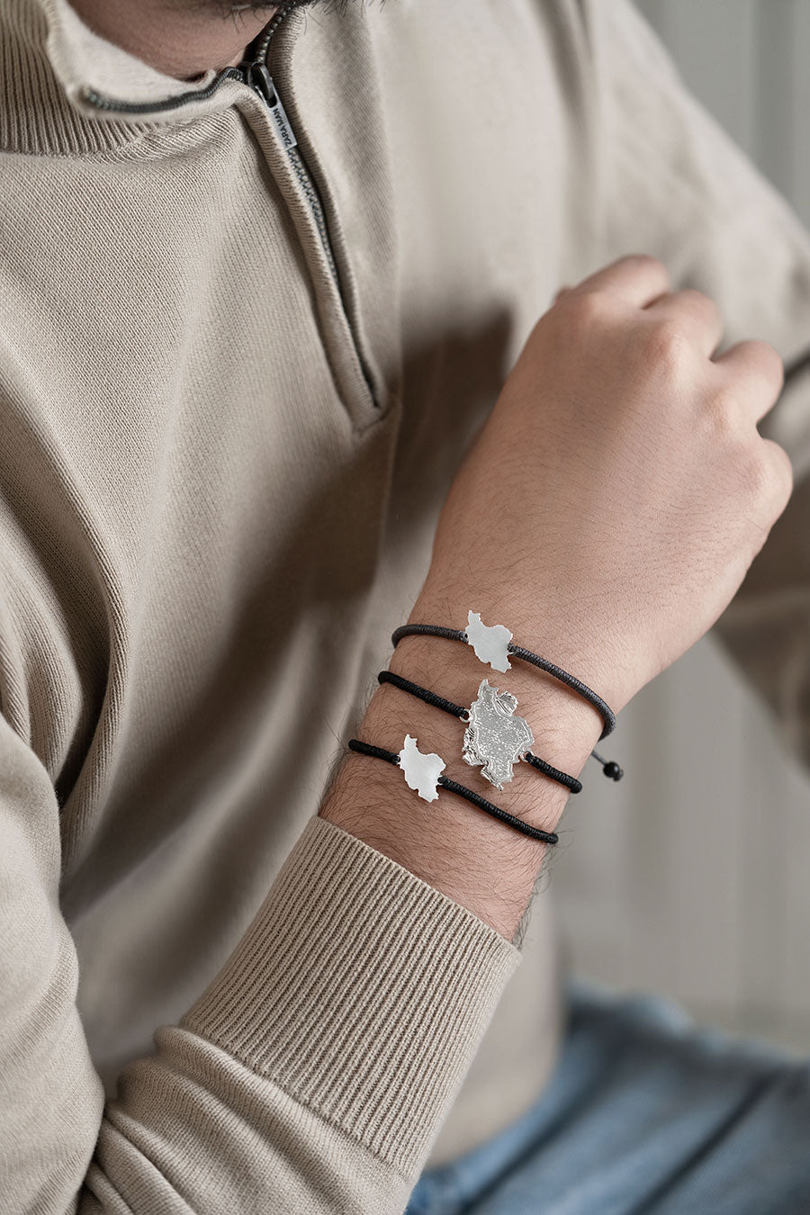 Silver Iran Map Unisex Slider Bracelet