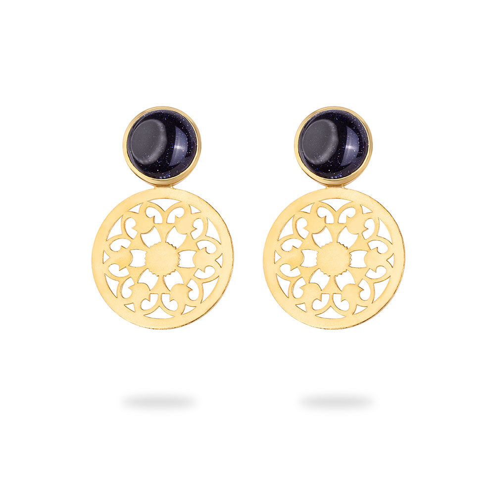 Silver Statement Earrings with Blue Sandstone